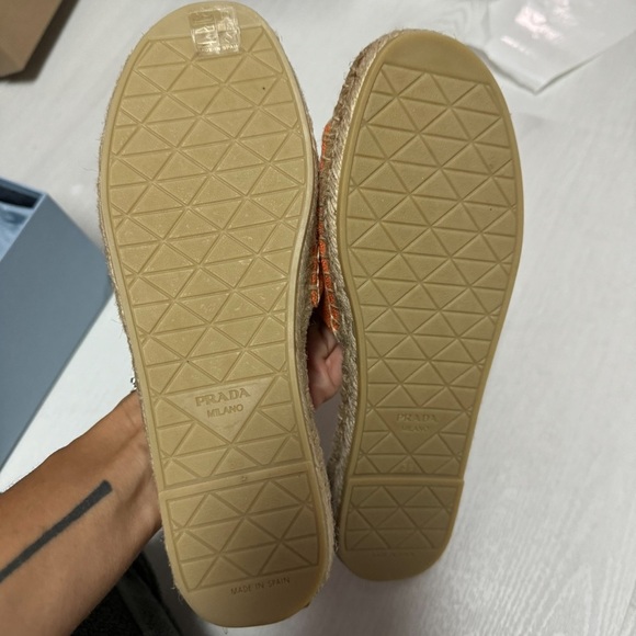 Prada Calzature Donna Embroidered Linen Espadrilles - Picture 2 of 7